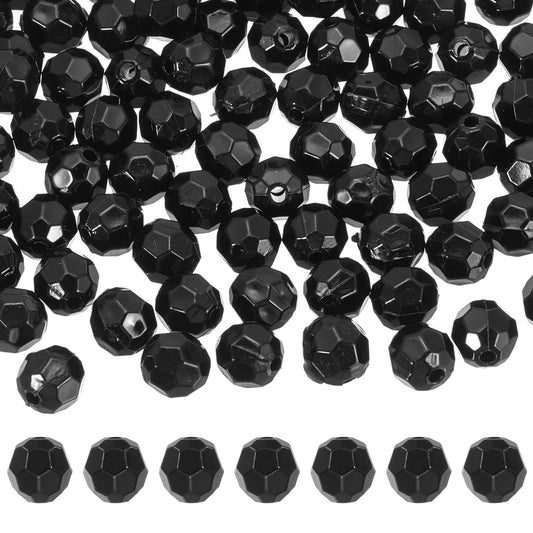 MECCANIXITY 400pcs Czech Faceted Bicone Beads 8mm Glass Spacer Bead Bulk for Jewelry Making & DIY Craft, Black