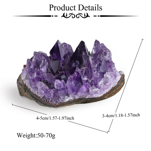 ZHIYUXI Amethyst Crystal Cluster Rock Geode Gemstones Purple Raw Crystals Stone Rock Collection Raw Energy Balance Reiki Home Decor 1Pc 50-70g