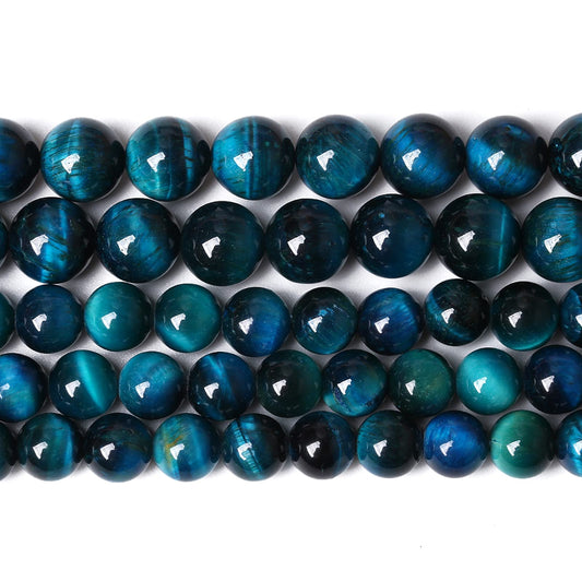 Blue Tiger Eye Gemstone Loose Beads Natural Round Loose Stone Beads for Jewelry Making DIY Bracelet Necklace Earrings 6mm 61-63pcs 1 Strand 15" (Blue Tiger Eye, 6mm)