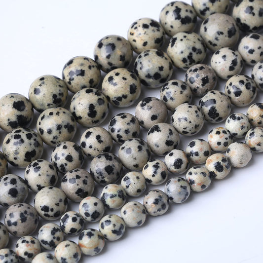 36PCS 10MM Natural Dalmatian Jasper Stone Beads Energy Healing Beads for DIY Jewelry Bracelet Necklace Making for Jewelry Making15Inch