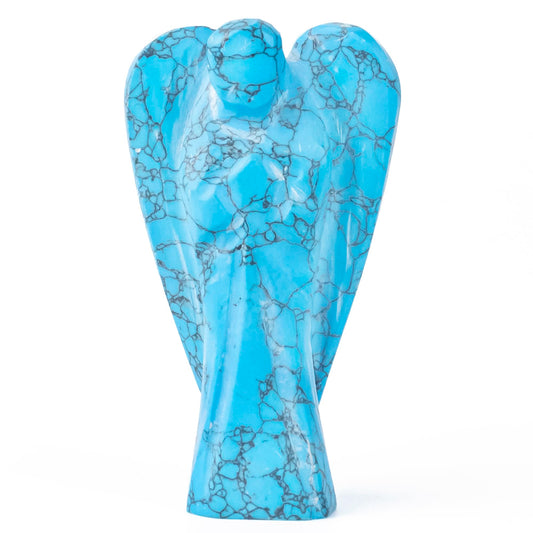 Crocon Turquoise Gemstone Guardian Angel Healing Crystal, Hand Carved Pocket Angel Figurine - Handmade Mini Statue for Love, Peace & Healing, Crystals for Positive Energy, Natural Gemstone Figurine