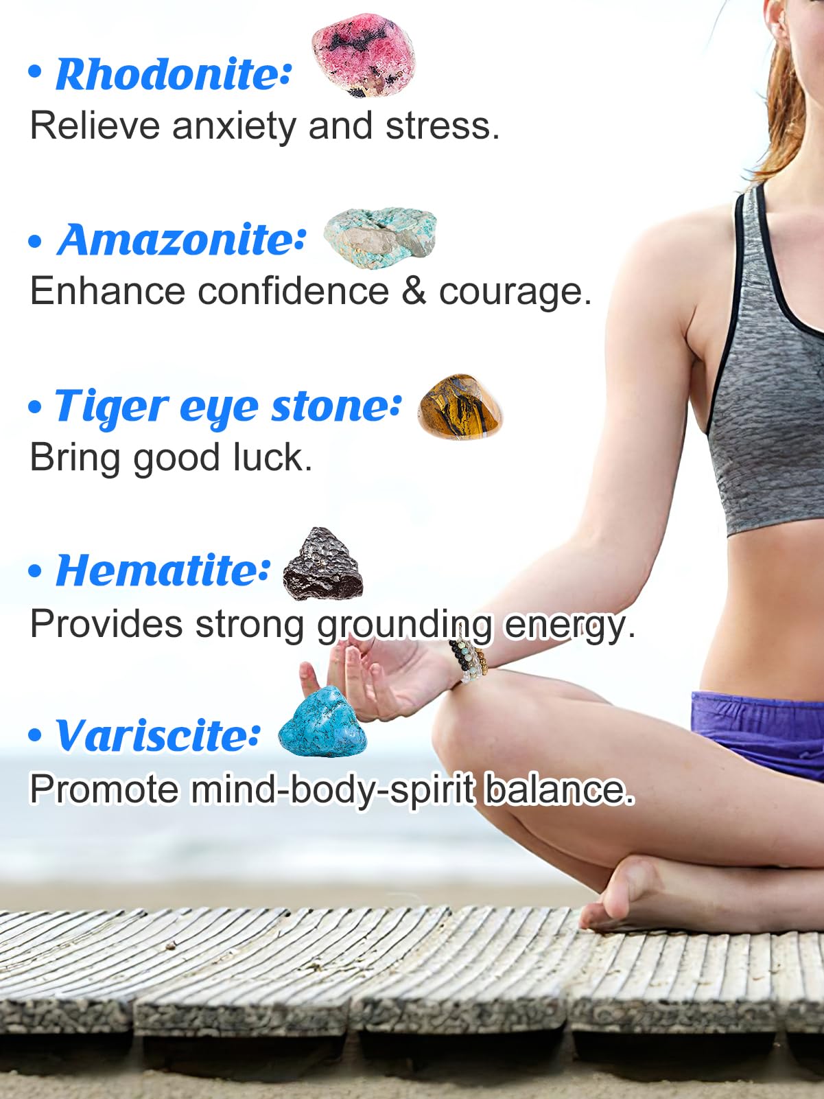 Apipi Healing Beaded Bracelets for Women - 6 Pcs Lava Stone Crystal Agate Anxiety Stress Relief Yoga Aromatherapy Essential Oil Diffuser Bracelets Mom Wife Friends Gifts