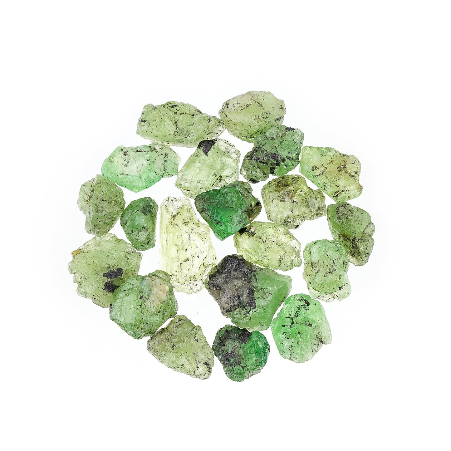 ColouredRocks 50 carats Tsavorite Green Garnet Crystals, Raw Stones, Rough Gemstones, Jewelry Making Supply, Cabbing, Polishing, Cutting, DIY, Crafts (16-18pcs) (5-10mm)