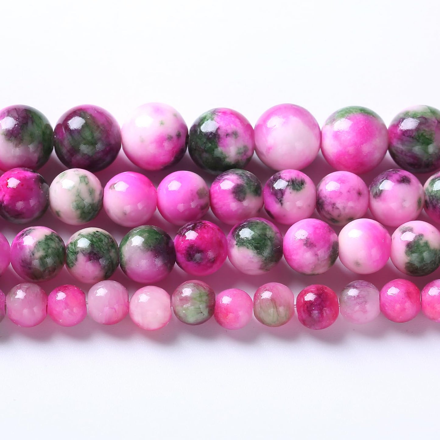 8MM 46PCS Pink Green Persian Jade Spacer Loose Beads for Jewelry Making DIY Bracelet Necklace