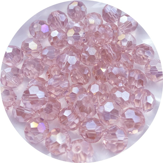Xinhongo Crystal Glass Beads 200 Pieces 6mm Round Faceted Glass Spacer Beads for Jewelry Making Bracelet Earring Necklace DIY Craft Supplies(Pink AB)