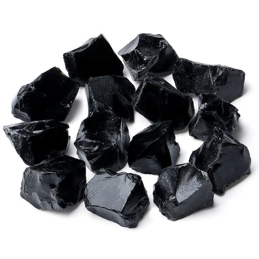 MAIBAOTA Natural Black Obsidian Crystal Stones Raw Crystals Bulk Healing Crystal Stones 1" Raw Rough Gemstones Rocks for Tumbling Polishing Cutting Quartz Crystals
