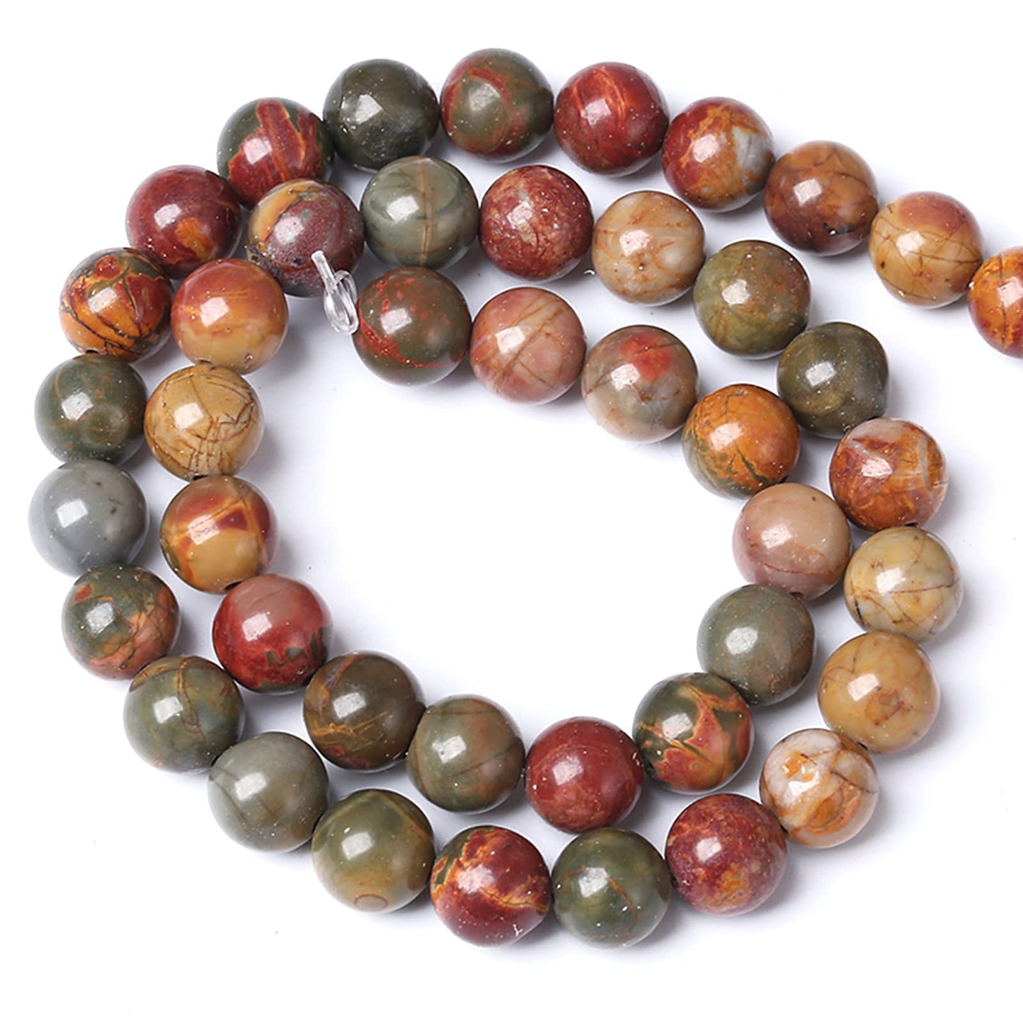 12MM 31PCS Natural Stone Picasso Jasper Loose Beads for Jewelry Making DIY Bracelet