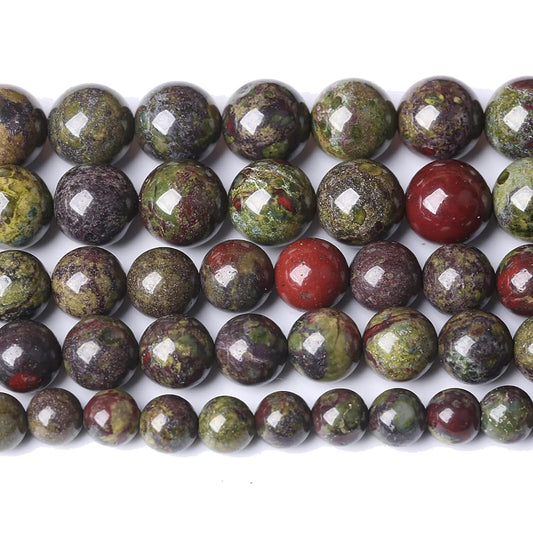 Natural Dragon Blood Jasper Beads Round Loose Energy Healing Stone Beads for Jewelry Making DIY Bracelet 8mm 45pcs 15 Inch