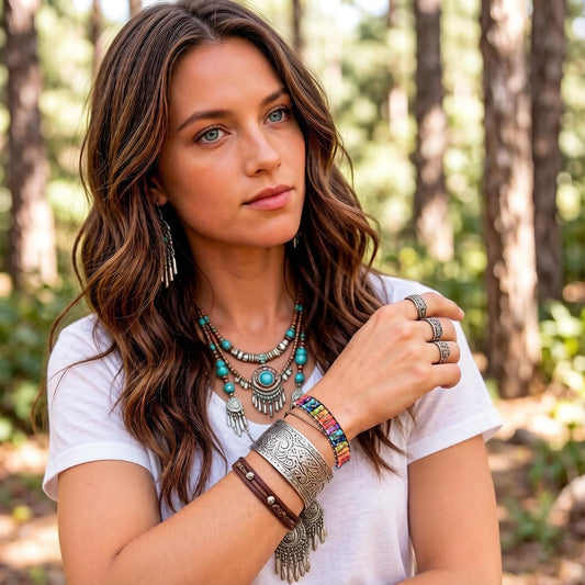 Lixdrem Boho Bracelets for Women Handmade Natural Stone Bracelet with Adjustable Leather Wrap Friendship Jewelry Inspirational Gifts for Women Friends