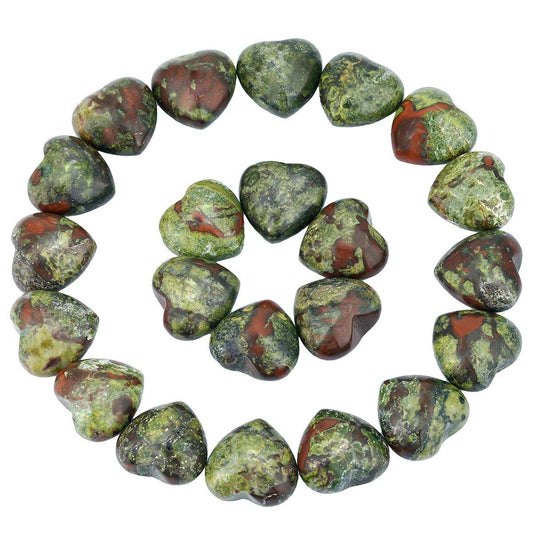 Rockcloud Healing Crystal 0.5 inche Dragon Blood Stone Heart Love Carved Palm Worry Stone Chakra Reiki Balancing(Pack of 10)
