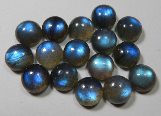 Myhealingworld 11 MM Round Blue Fire AAA Quality Natural Labradorite Calibrated Cabochon Loose Gemstone For Jewelry Making Loose Gemstone 4 pcs Box