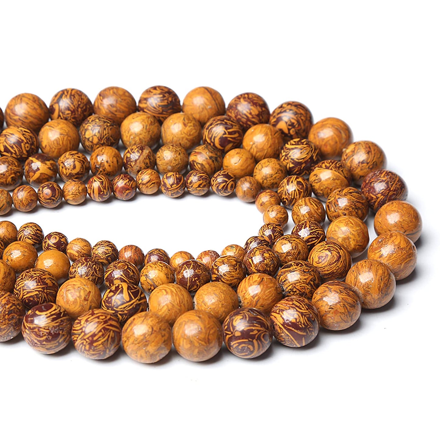 10MM 38PCS Natural Stone Yellow Sunflower Jasper Loose Beads for Jewelry Making DIY Bracelet
