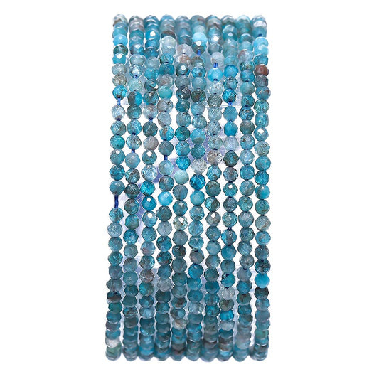 BEADIA Faceted Natural Apatite Stone Round Loose Semi Gemstone Beads for Jewelry Making 2-2.5mm 38cm