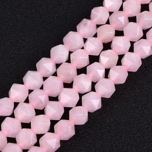 GEM-Inside Natural 8mm Pink Rose Quartz Gemstone Loose Beads Faceted Cambay Crystal Energy Stone Power for Jewelry Making 15"