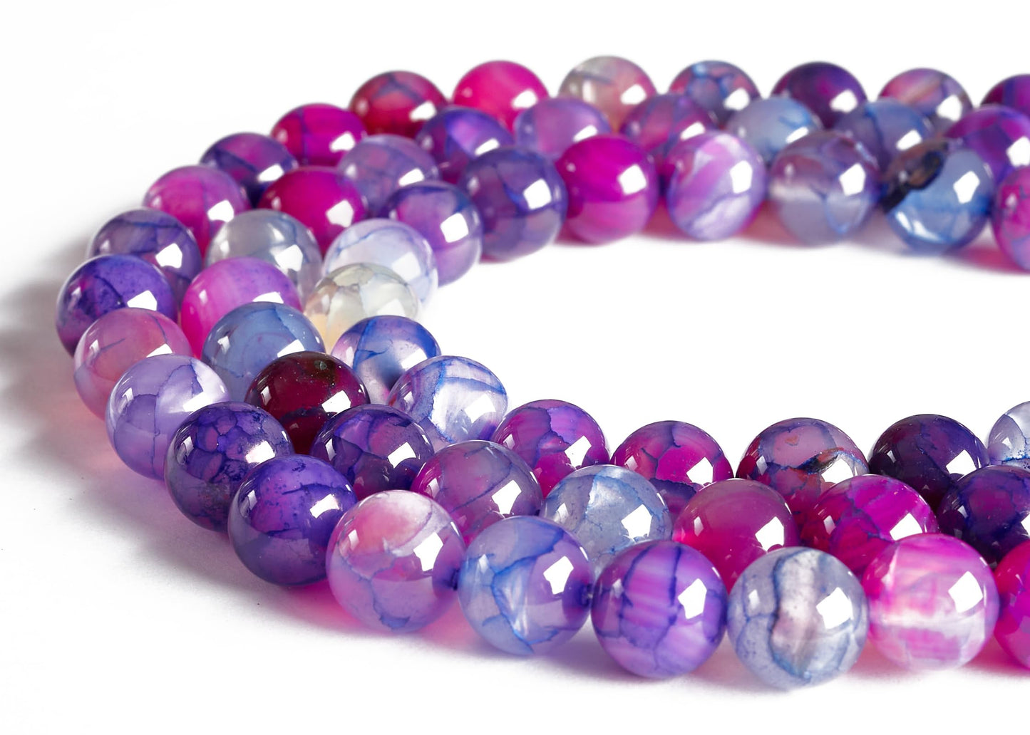 100pcs 10mm Purple Dragon Vein Agate Beads Natural Gemstone Beads Round Loose Beads for Jewelry Making