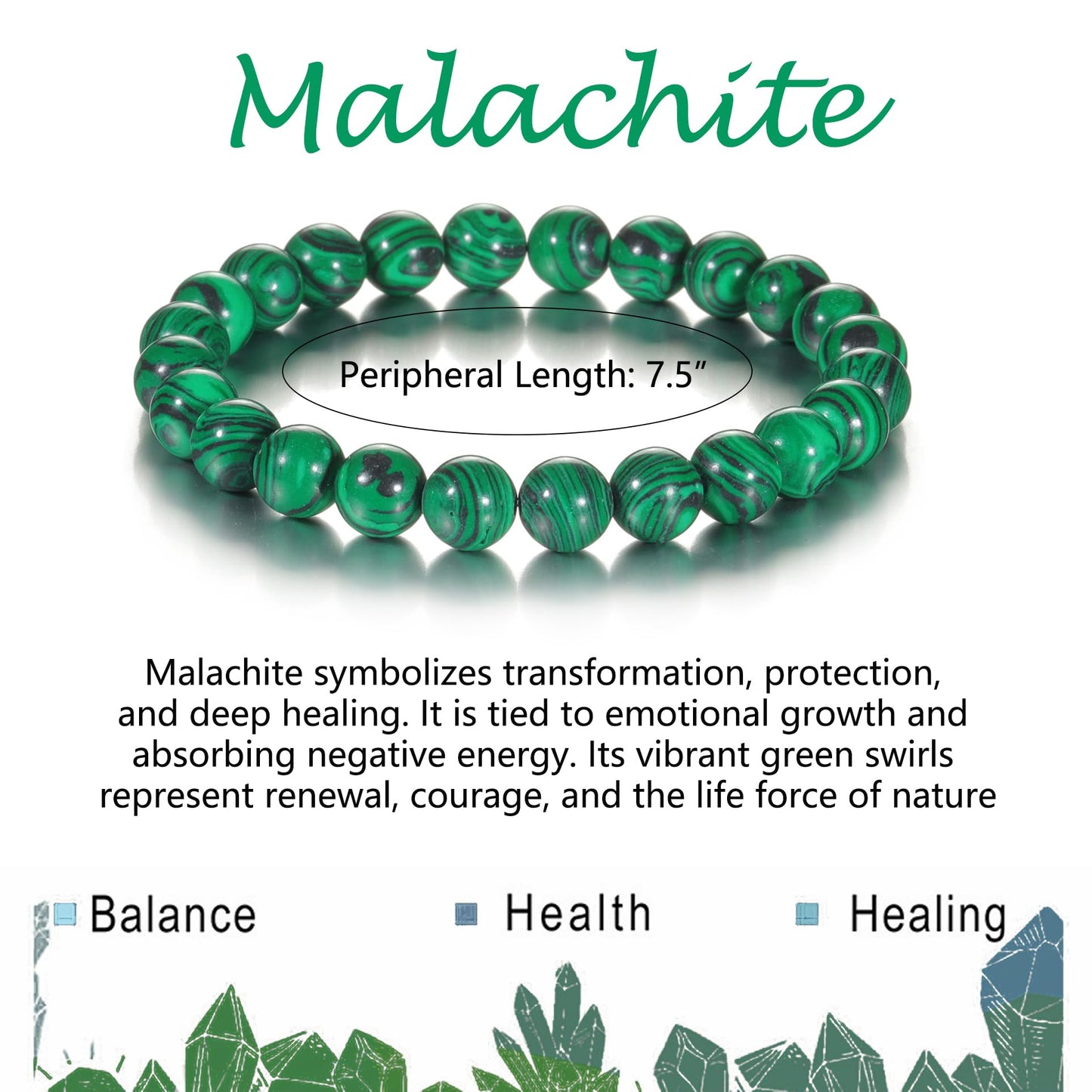 Udolfly Womens Crystal Beaded Bracelets for Women Men Protective Energy Bracelet Natural Gemstone Bead Bracelet 4mm Malachite