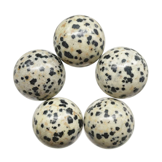 Fekuar 5 Pcs Dalmation Jasper Crystal Sphere Ball Set, Polished Healing Energy Mineral Gemstone Balls for Reiki Chakra Decoration Fengshui 20mm