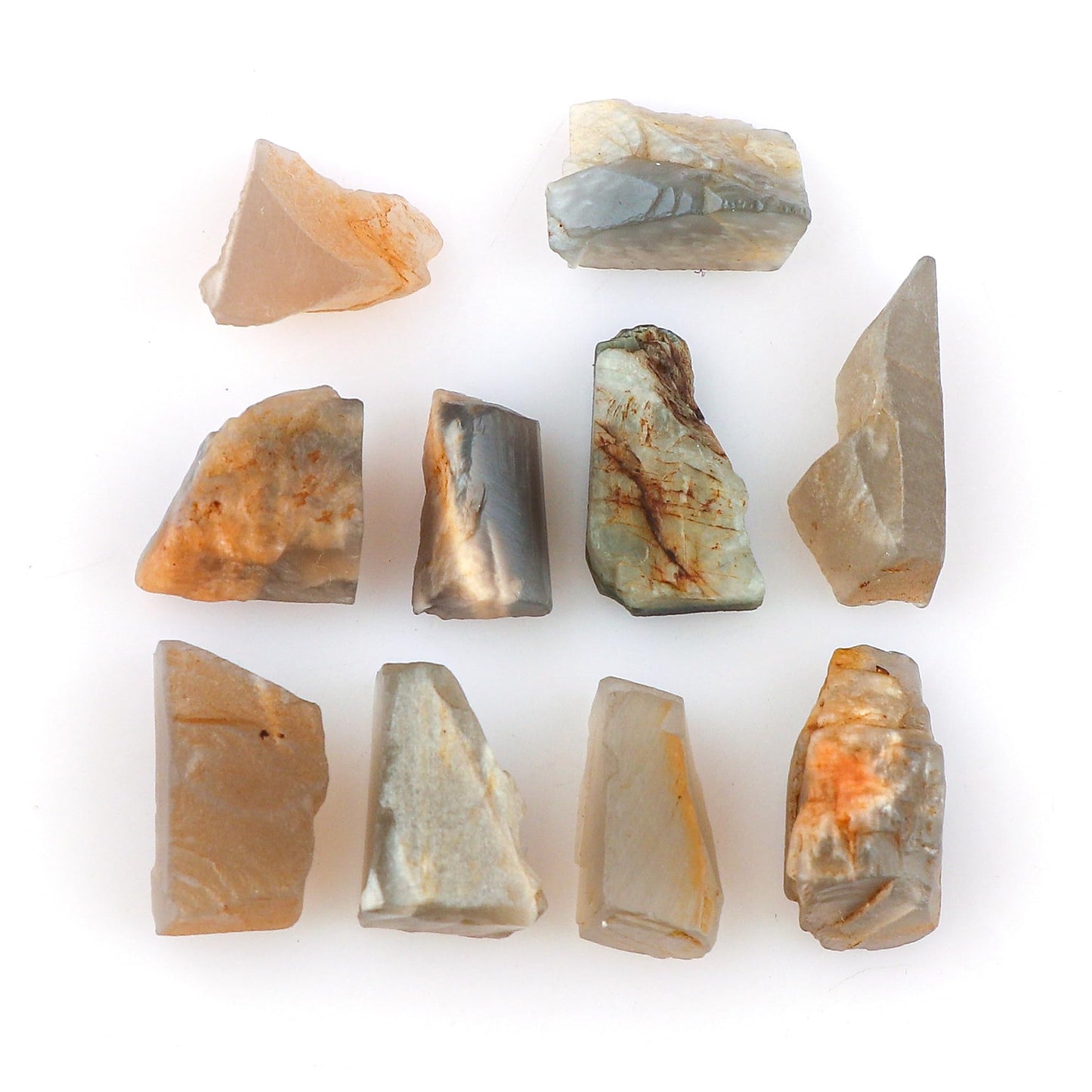 CRYSTALINES 50cts, Wholesale Natural Raw Grey Moonstone Gemstones, Rough Stones Lot, Bulk Loose Supplies for Jewelry Making, Chakra Healing Crystals, June Birthstone, Gem Collection, 8 to 10pcs