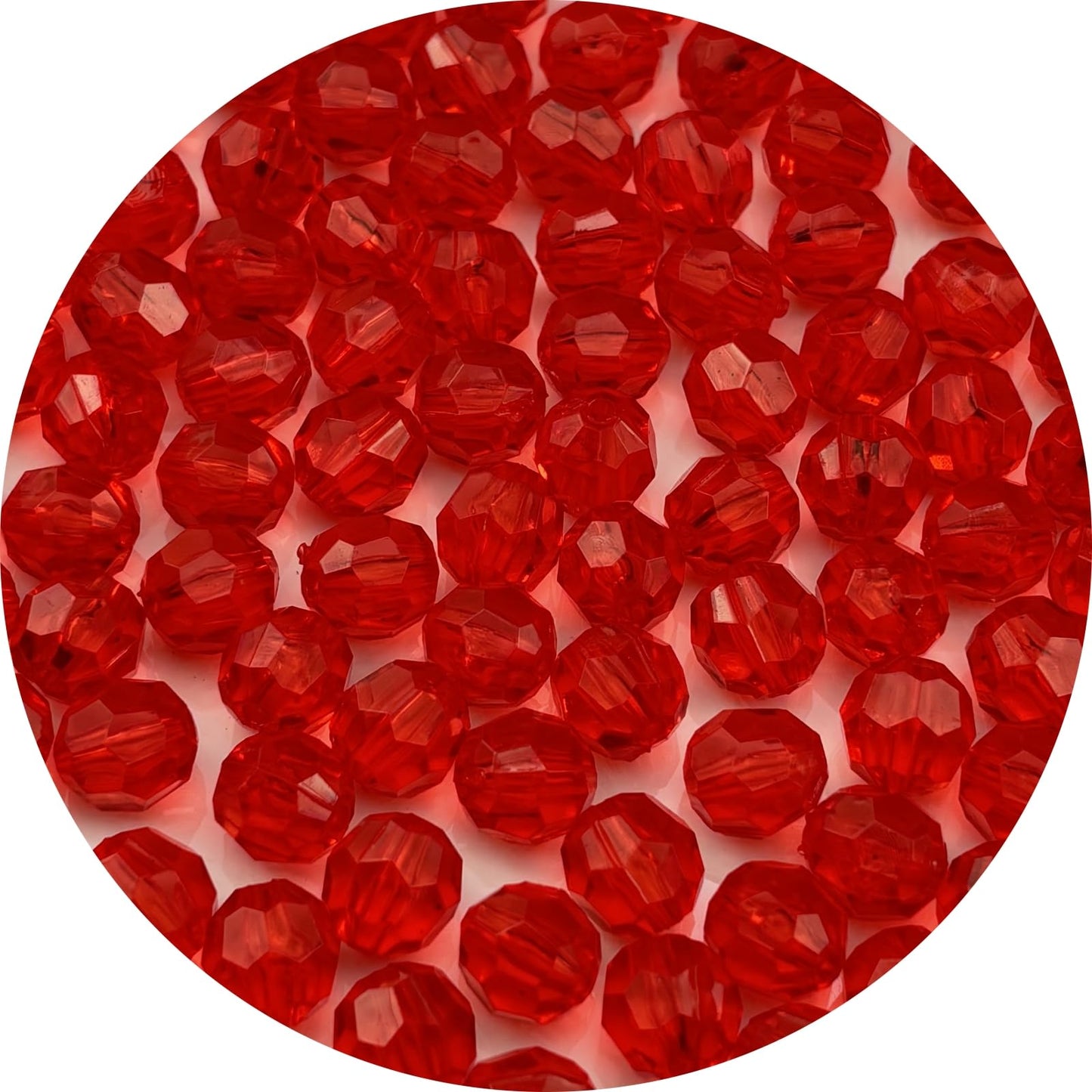 YUEXIGO 1000pcs 6mm Acrylic Round Faceted Beads for Crafts Faceted Spacer Beads for Sewing Crafts Decoration Necklaces Bracelets Earrings Jewelry Making(Red)