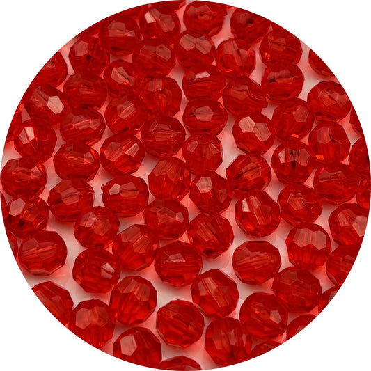 YUEXIGO 1000pcs 6mm Acrylic Round Faceted Beads for Crafts Faceted Spacer Beads for Sewing Crafts Decoration Necklaces Bracelets Earrings Jewelry Making(Red)