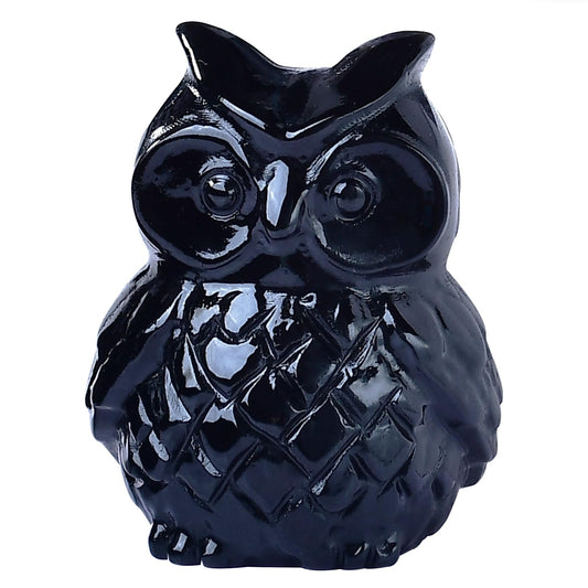 Ytbeoxk 1.9 Inch Black Obsidian Owl Statue, Healing Crystal Cute Decor Figurine, Hand-Carved Gemstone, Bedroom Office Spiritual Gift, Owl Gifts