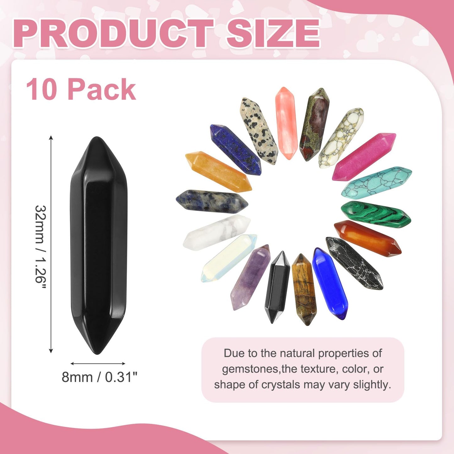 MECCANIXITY 10 Pack Black Quartz Crystals, Polished Crystals Bulk Hexagonal Shaped Meditation Gemstone for Jewelry Making Energy Balance Accessories Gifts