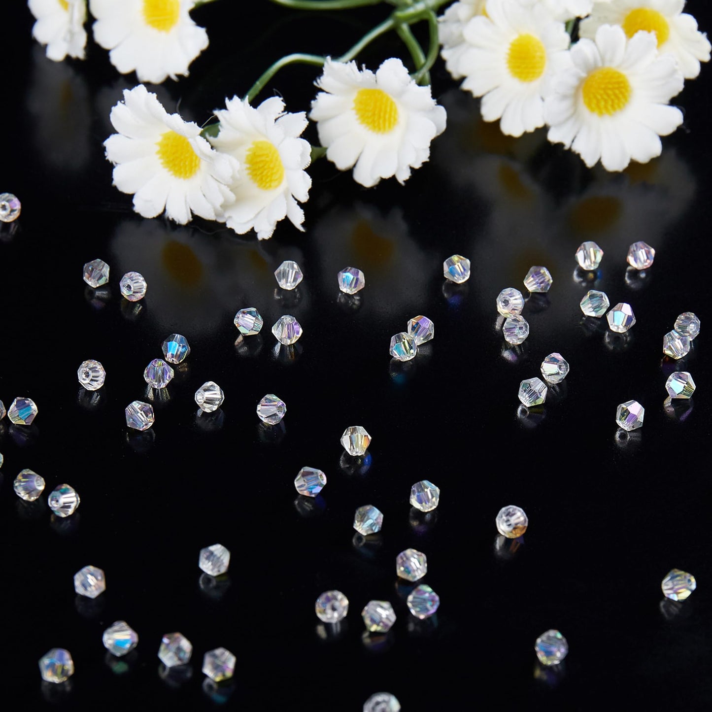 Laopottbeads 1100PCS 4mm Bicone Crystal Glass Beads for Jewelry Making, Sparkling Mini Beads for Suncatchers, DIY Bracelets & Craft Projects (AB Phantom Purple)