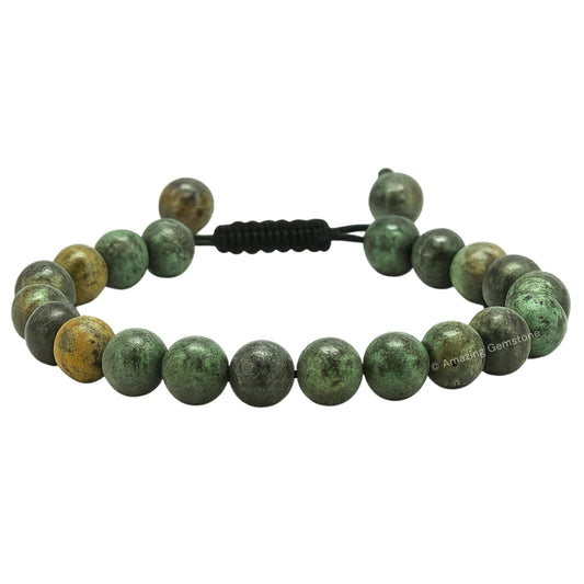 Amazing Gemstone African Turquoise Bracelet for Women Men's Gifts - Protection Healing Crystal Bracelet - 8mm Gemstone Beaded Adjustable Bracelet Pulseras Para Hombres Mujer Stocking Stuffers