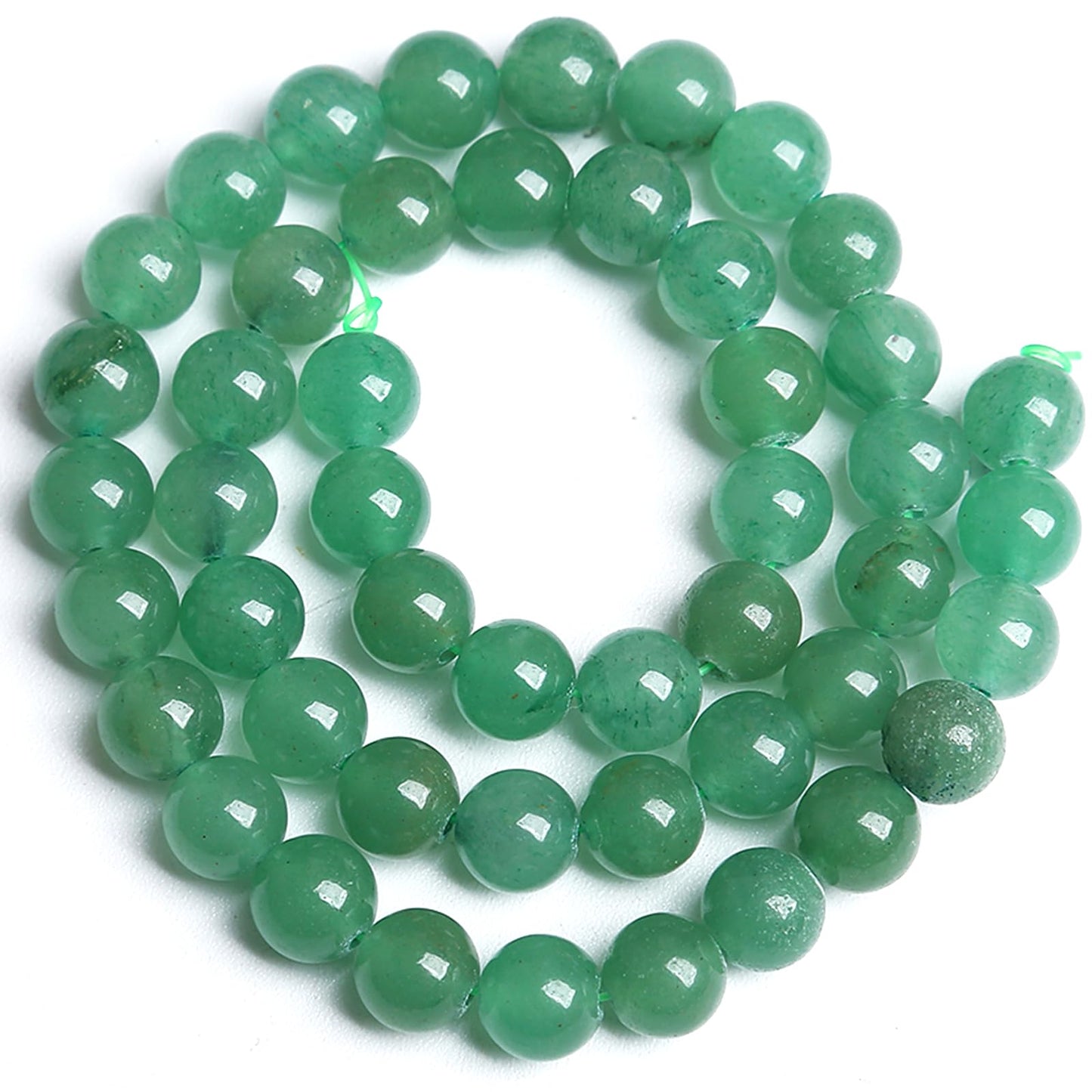 90PCS 8MM Natural Green Aventurine Beads Natural Gemstone Crystal Energy Stone Beads for Jewelry Making DIY Bracelet Necklace 2 Strand 32"