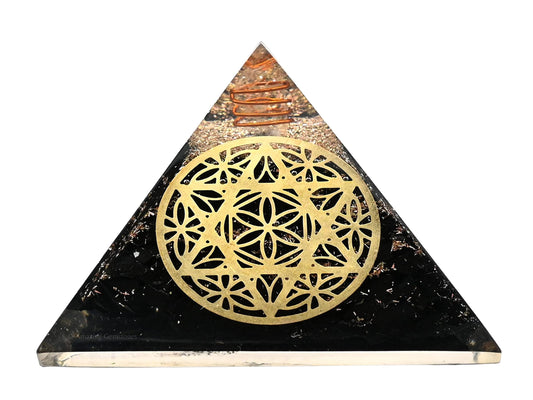 Amazing Gemstone Large Black Tourmaline Orgone Pyramid Crystal, Star of David Orgonite Pyramid - Positive Energy Healing
