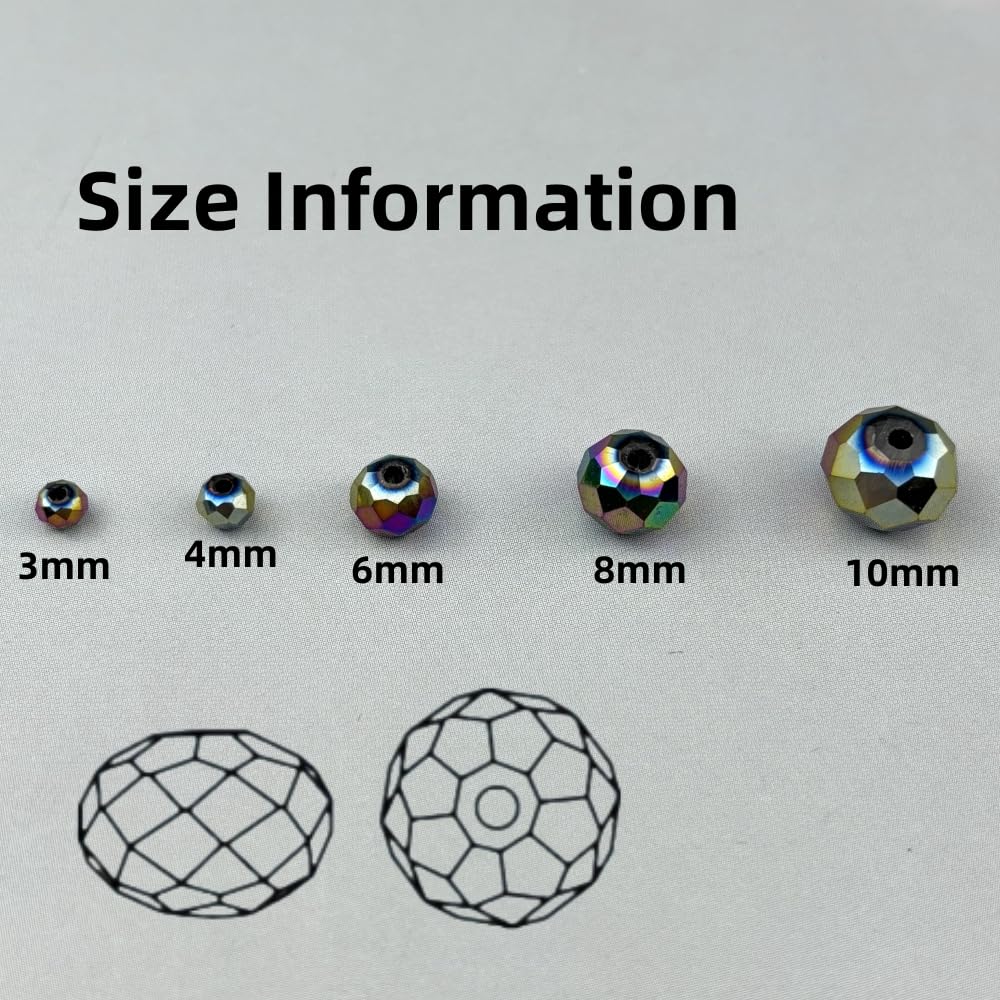Pinhoollgo 500pcs 3mm Crystal Glass Beads Faceted Rondelle Glass Spacer Beads for Bracelets Necklace Pendants Earrings Key Chains Jewelry Making(Rainbow)