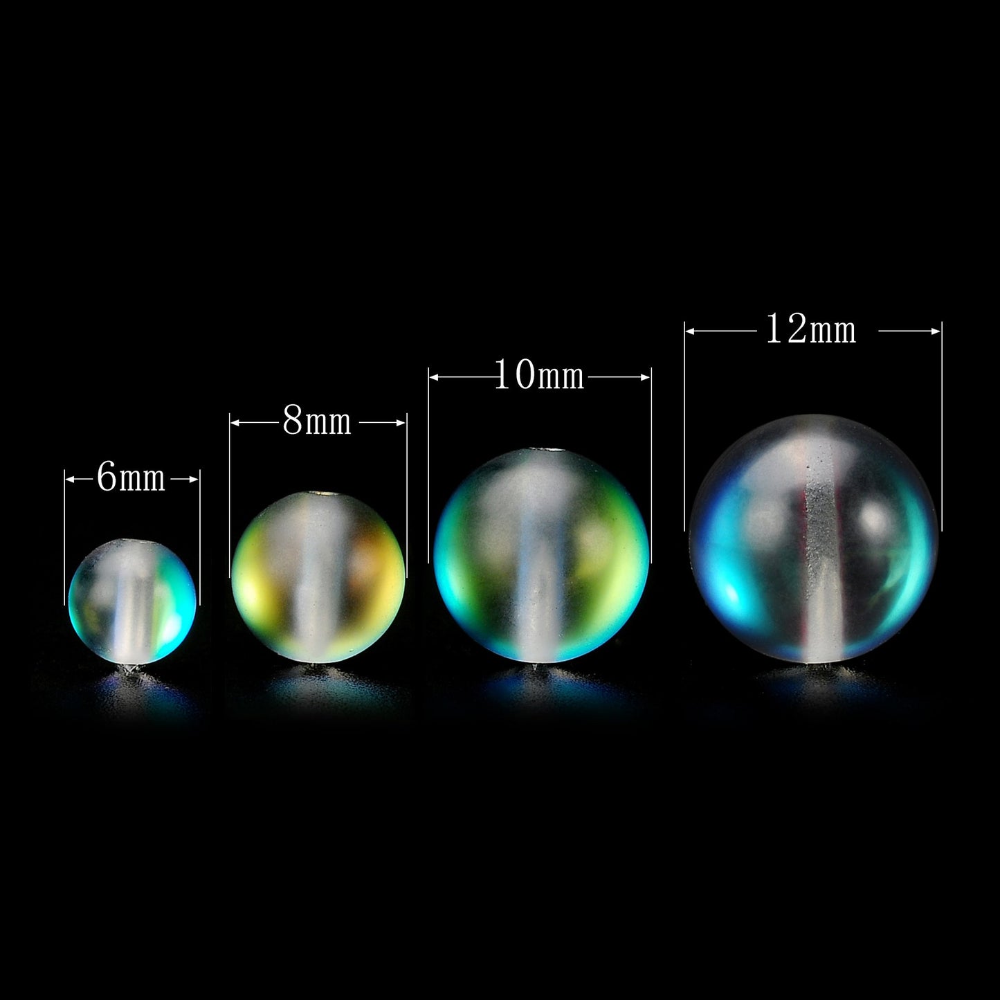 RUBYCA 12mm Round Moonstone Matte Crystal Glass Beads Aura for Jewelry Making Grey, 1 Strand