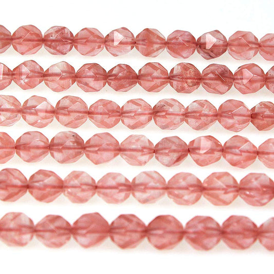 MJDCB Best Sellers Stone Beads Faceted Polygon Red Watermelon Crystal Crystal Energy Stone Healing Power for Jewelry Making(8mm)