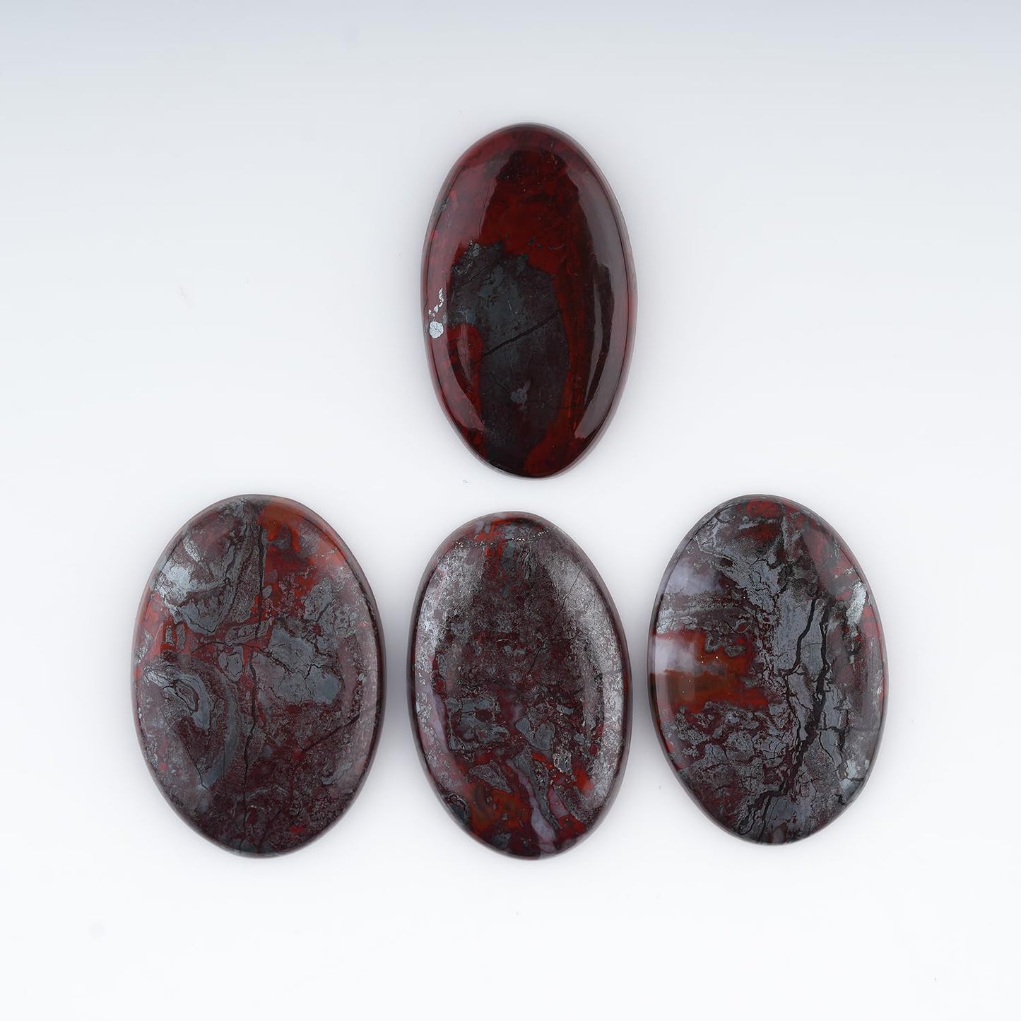 ColouredRocks (4pcs. IRON JASPILLITE, Oval Shape, Natural Cabochon Crystals, Loose Gemstone, Wholesale Polished Supply, Jewelry Making, DIY Craft, Gem Collection (25mm+ free size)