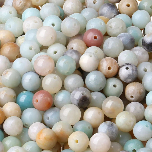LAIDANLA Mixedcolor Amazonite 8mm Natural Stone Beads Round Loose Gemstone Stone Beads for DIY Bracelet Necklace Earrings Jewelry Making Polishing Genuine Real Beading 96PCS 2 Strand 32"