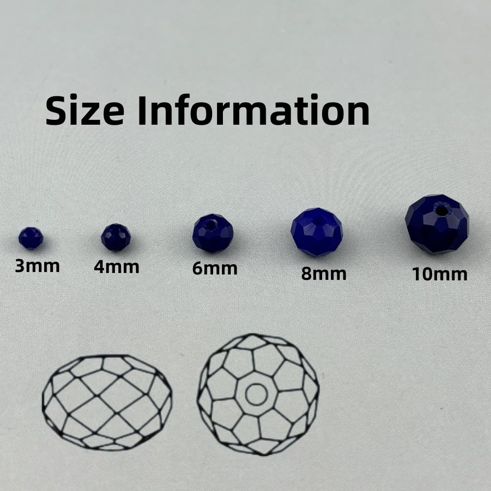 Pinhoollgo 100pcs 8mm Crystal Glass Beads Faceted Rondelle Glass Spacer Beads for Bracelets Necklace Pendants Earrings Key Chains Jewelry Making(Dark Blue Porcelain)