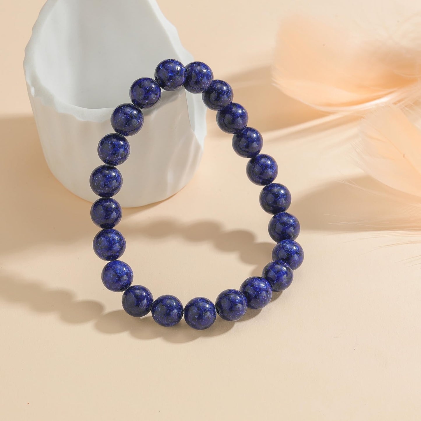 Udolfly Womens Crystal Beaded Bracelets for Women Men Protective Energy Bracelet Natural Gemstone Bead Bracelet 4mm Lapis