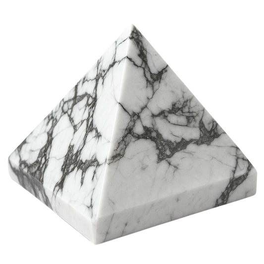Amazing Gemstone Howlite Pyramid Crystal Healing Stones - 1.5" Great Pyramid Figurine of Natural Stone Pyramid for Meditation, Reiki, Chakra Balancing and Crystal Pyramids Grid