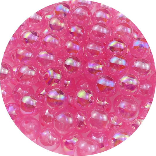 200pcs Acrylic Round Beads 10mm AB Colors Craft Beads Round Spacer Beads with Holes for Earring Bracelet Necklace Key Chains Jewelry Making(Light Pink AB)