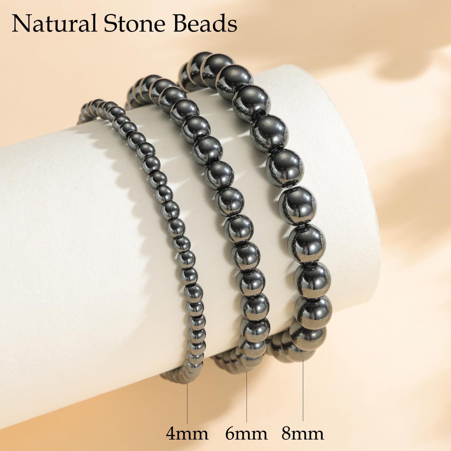 Udolfly Womens Crystal Beaded Bracelets for Women Men Protective Energy Bracelet Natural Gemstone Bead Bracelet 4mm Hematite