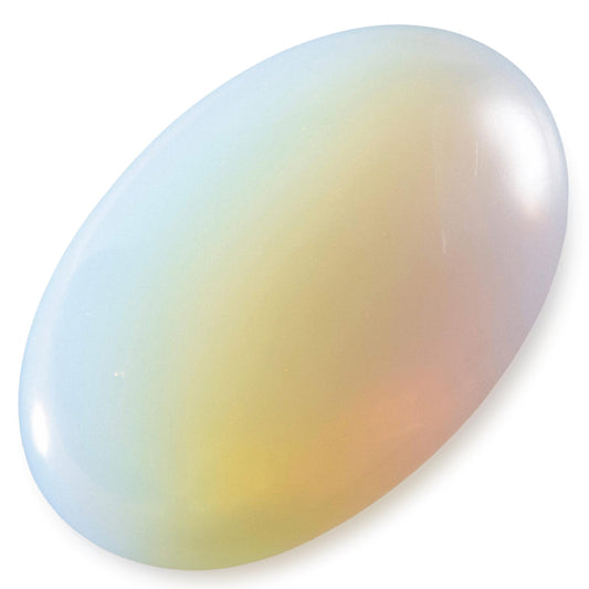 KALIFANO Opalite Palm Stone with Healing & Calming Effects - High Energy Moonstone with Information Card - Reiki Worry Crystal Used for Soothing Energy (Family Owned and Operated)