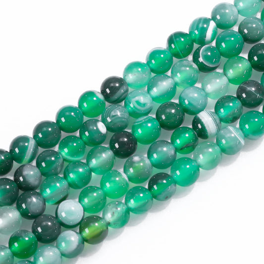 Natural Gemstone Round Loose Beads for Jewelry Making DIY Crystal Energy Healing 1 Strand 15" (Green Stripe Agatre, 4mm (15"/Strand))