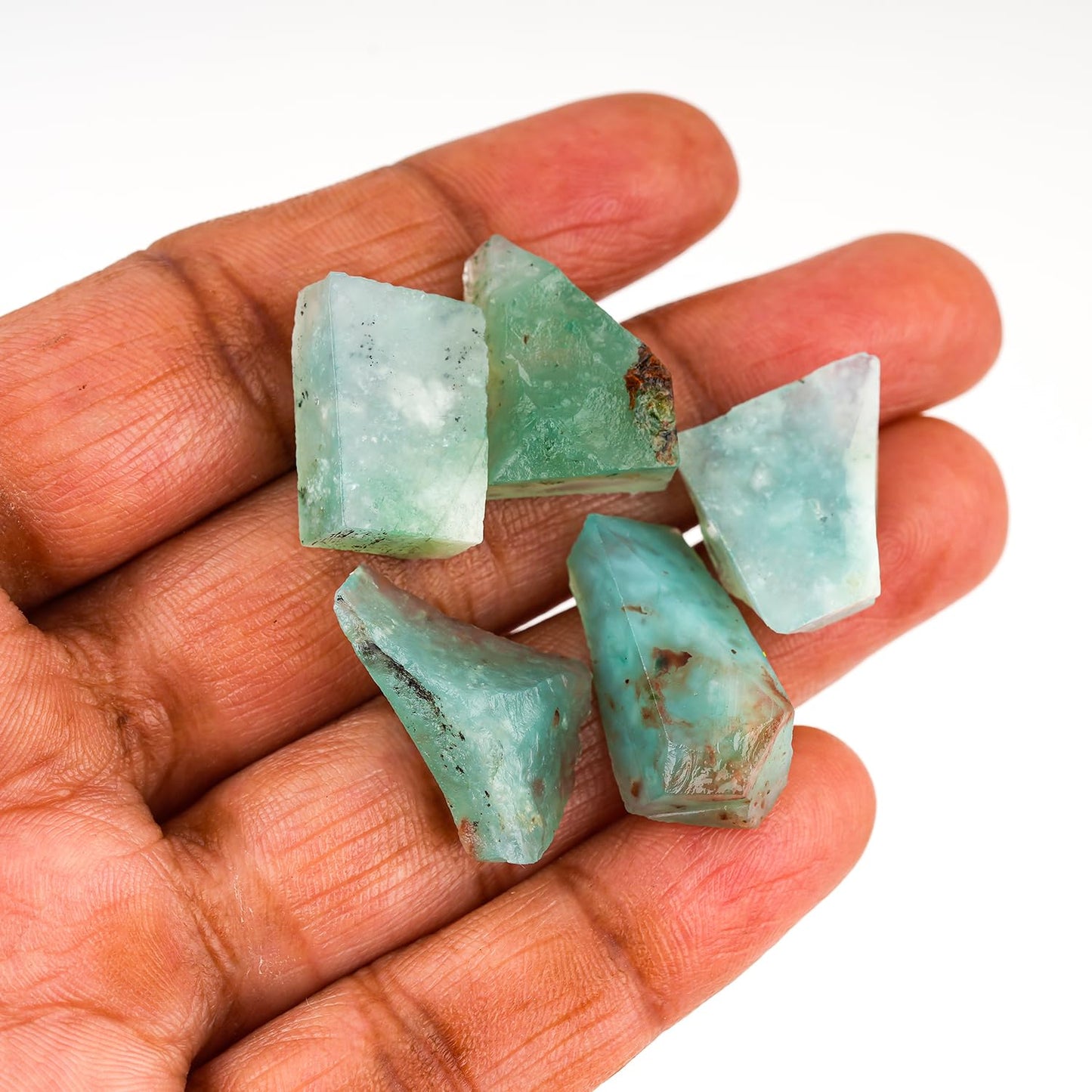 ColouredRocks 50 carats Aqua prase Crystals, Raw Stones, Rough Gemstones, Jewelry Making Supply, Cabbing, Polishing, Cutting, DIY, Crafts (5pcs) (12-16mm)