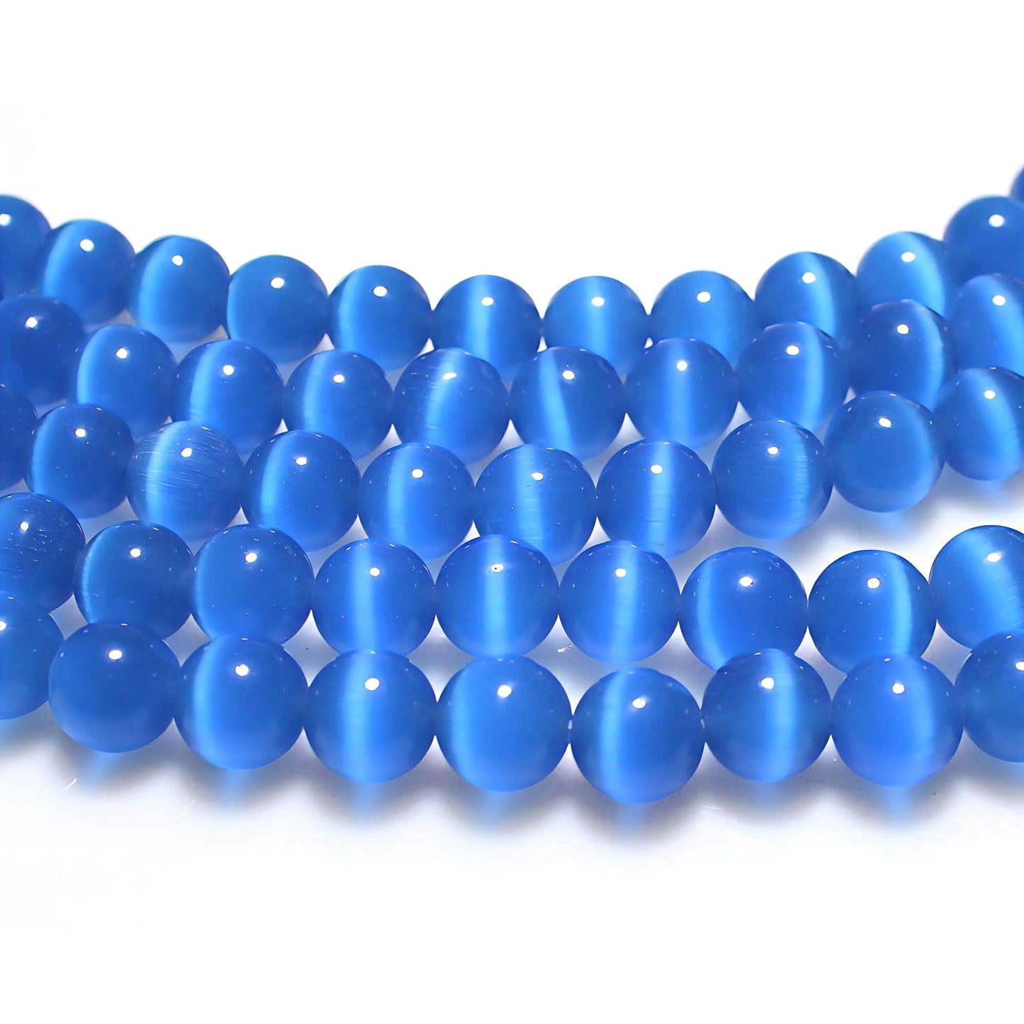 MJDCB 30pcs Royal Blue Cat Eye Stone Beads 12mm Round Crystal Loose Bead for Jewelry Making DIY Bracelets Necklace