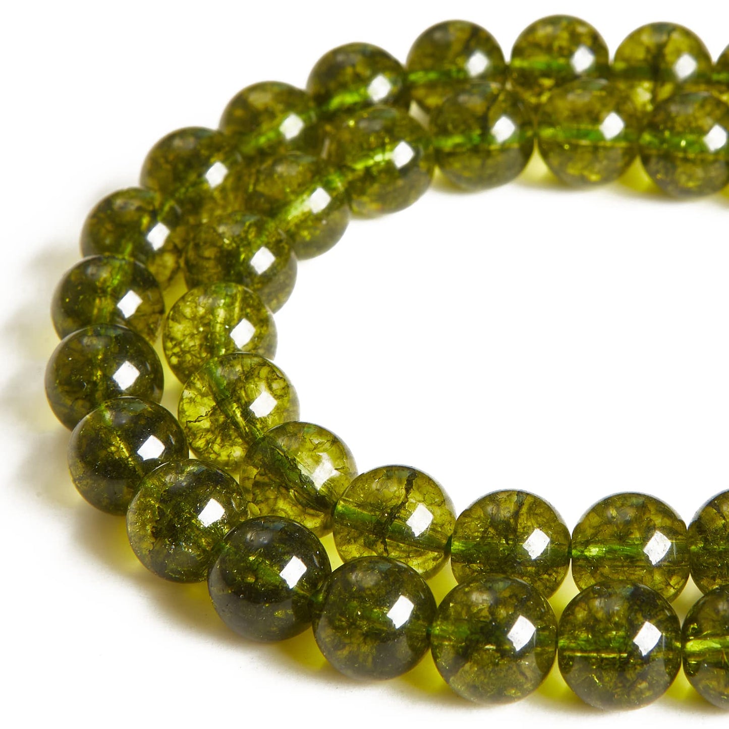 100pcs 10mm Peridot Beads Natural Gemstone Beads Round Loose Beads for Jewelry Making