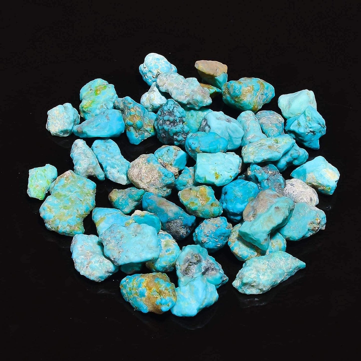 GEMKORA 50 carats Genuine Raw Turquoise Stone, Loose Gemstone and Crystals, Wholesale Lot, Blue Rough Crystals, Turquoise Rock, Jewelry Making Supplies, DIY & Crafts (6 to 8pcs)