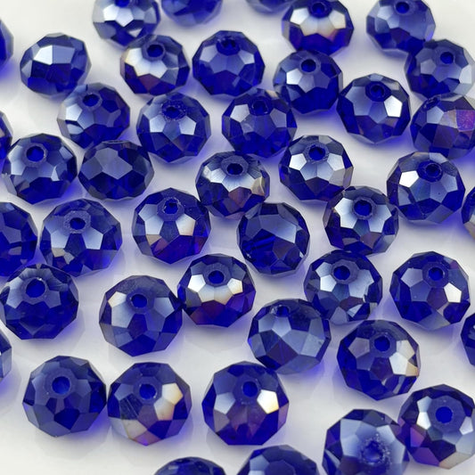YHYPOCI 200pcs 6mm Crystal Glass Beads for Crafts Faceted Rondelle Glass Beads for Jewelry Making Crystal Spacer Beads for Necklaces Bracelets Earrings DIY Craft(Dark Blue AB)
