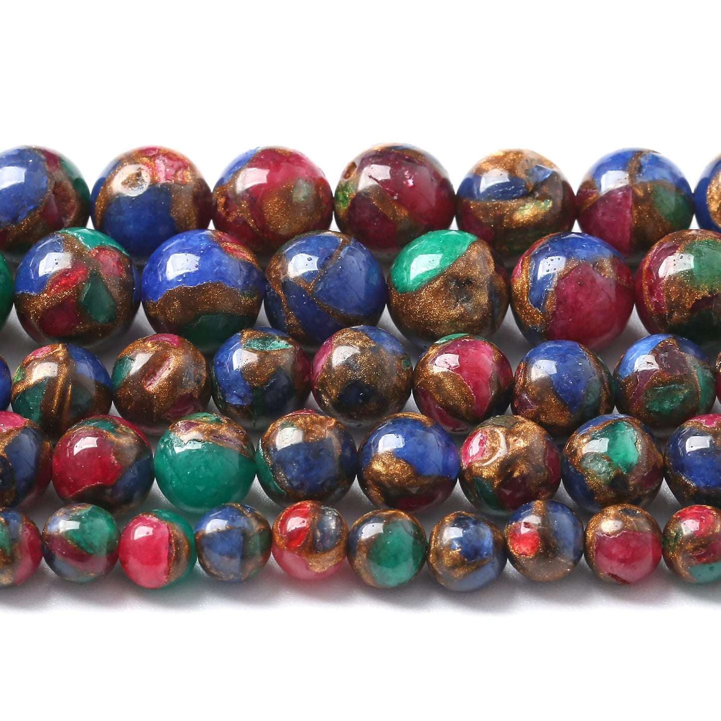 8MM 46PCS Mixed Colorful Cloisonne Craft Loose Round Beads for Jewelry Making DIY Bracelet