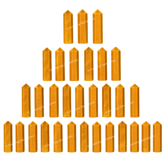 Amazing Gemstone Yellow Jasper Crystal Points Bulk Healing Crystals and Stones - Pack of 3, Single Terminated Healing Wand Point Bulk Crystals for Crafts, Crystal Grid, DIY Work
