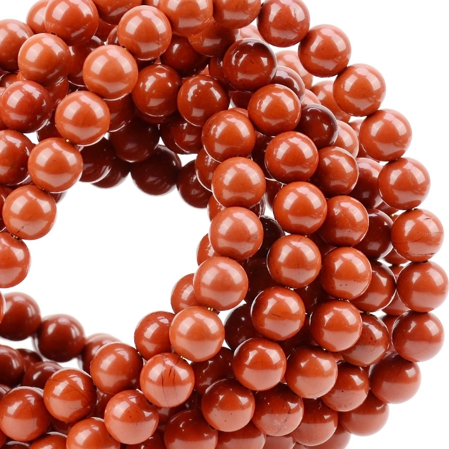 100Pcs Natural Crystal Beads Stone Gemstone Round Loose Energy Healing Beads with Free Crystal Stretch Cord for Jewelry Making (Red Jasper, 8MM)